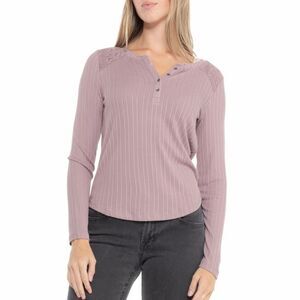 Lucky Brand Pink Cloud Ribbed Cozy Long Sleeve Henley Shirt